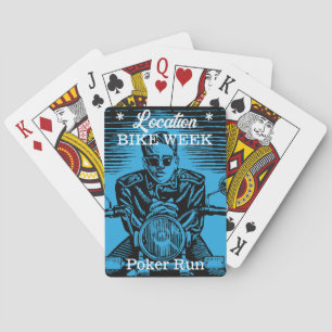 Bike Week Poker Run Customisable Town Vintage Look Playing Cards