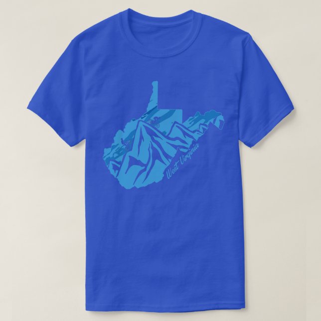 Bike West Virginia State Outline Blues Mountain Bi T-Shirt (Design Front)