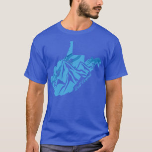 Bike West Virginia State Outline Blues Mountain Bi T-Shirt