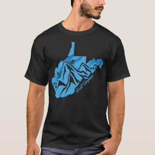 Bike West Virginia State Outline Blues Mountain Bi T-Shirt