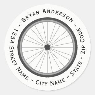 Bike Wheel Return Address Label