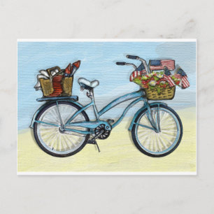 Bike with American flags-basket Postcard