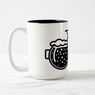 Bike with beer glass. Bottle opener icon Two-Tone Coffee Mug