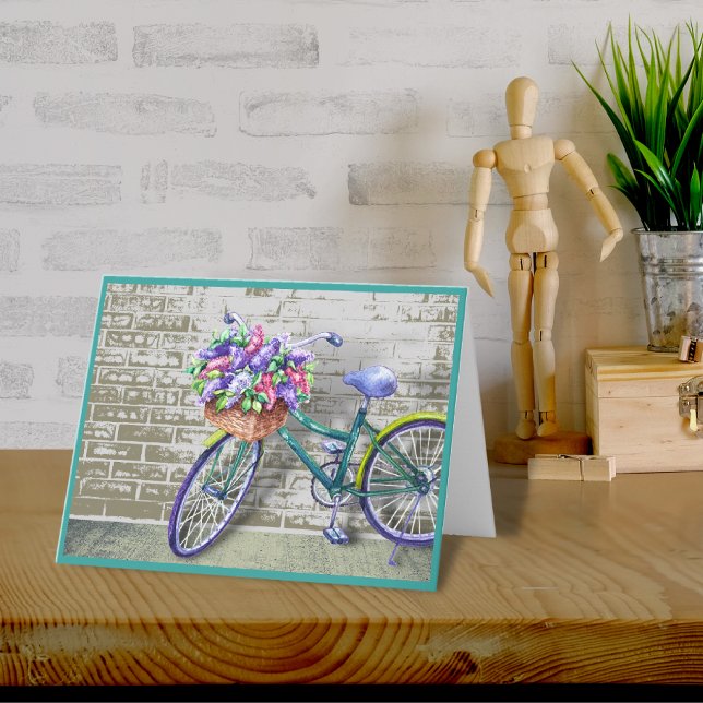 Bike with Flower Basket Note Card (Creator Uploaded)