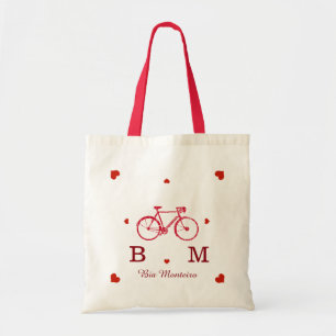 bike with initials and name personalised tote bag