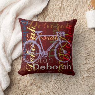 bike with patterned name personalised cushion