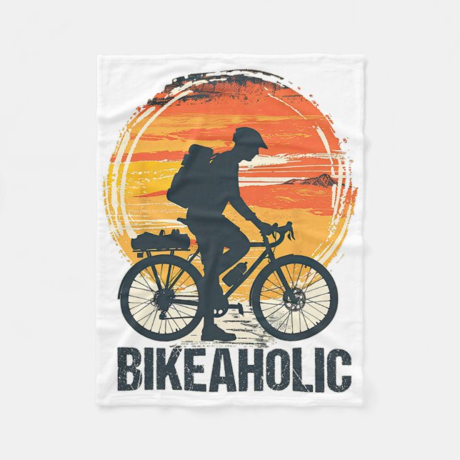 Bikeaholic Bikepacking Long Distance Cycling Bicyc Fleece Blanket (Front)