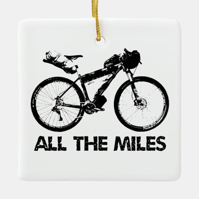 Bikepacking All The Miles Ceramic Ornament (Front)