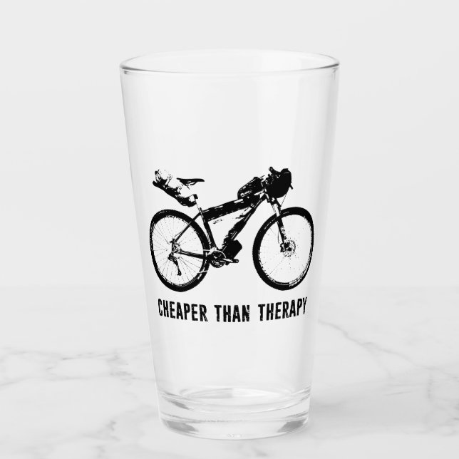 Bikepacking, Cheaper Than Therapy Glass (Front)