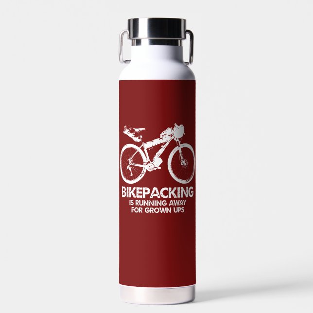 Bikepacking Is Running Away For Grown Ups Water Bottle (Front)