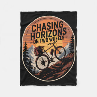 Bikepacking Outdoor Mountain Biking Chasing Horizo Fleece Blanket