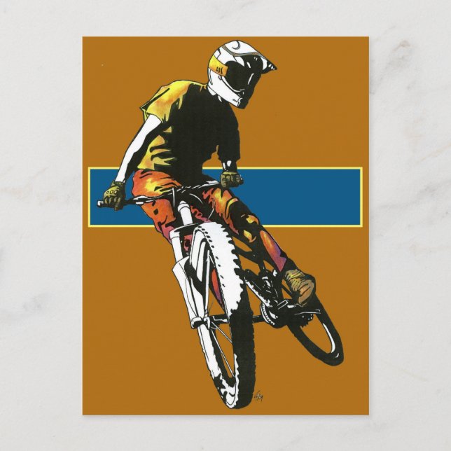 Biker2 -Orange/Blue Postcard (Front)