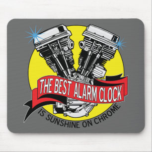 Biker Alarm Clock Mouse Pad