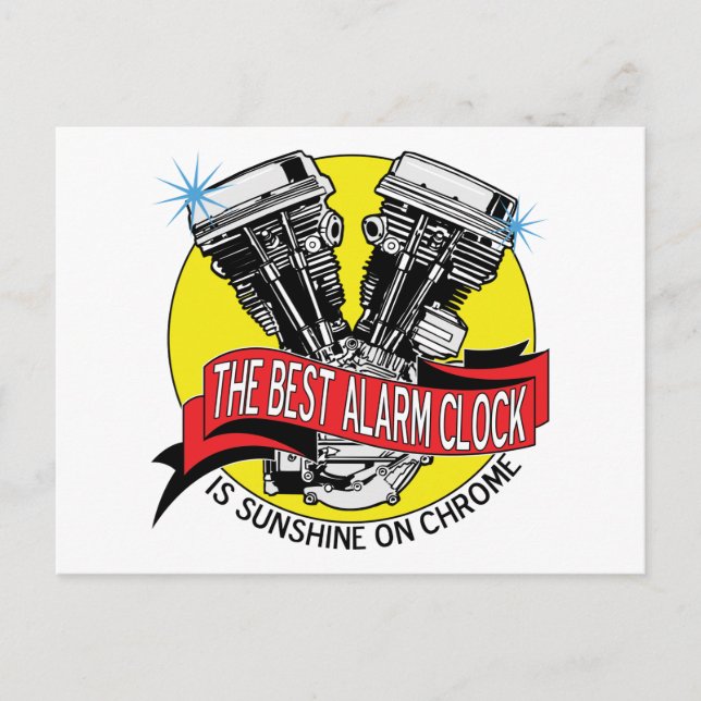 Biker Alarm Clock Postcard (Front)