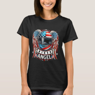 Biker Angel Motorcycle USA America Flag Retro Gran T-Shirt