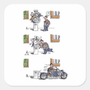 Biker At Museum large square stickers