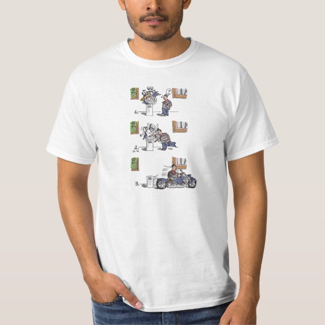 Biker At Museum white T-shirt (Front)