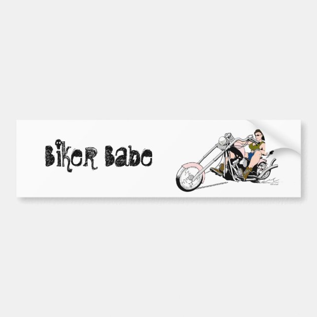 Biker Babe Bumper Sticker (Front)