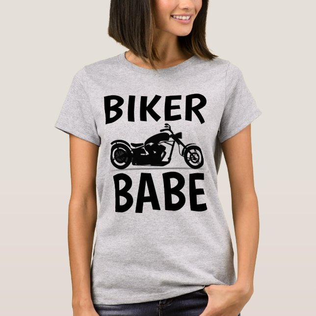 BIKER BABE, Ladies Motorcycle T-shirts (Front)