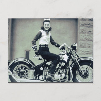 Biker Babe Postcard