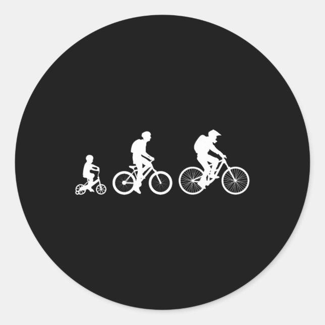 Biker Bicycle Cycling Mountain Biking Evolution  Classic Round Sticker (Front)