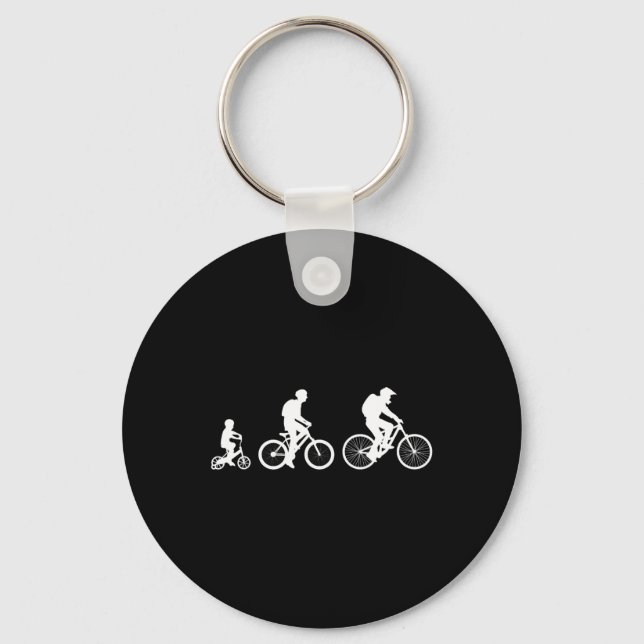 Biker Bicycle Cycling Mountain Biking Evolution  Key Ring (Front)