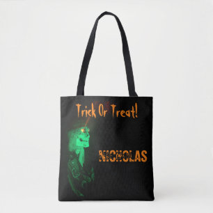 Biker Billy Halloween Black/Orange Trick Or Treat Tote Bag