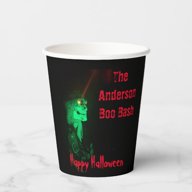 Biker Billy Halloween Skeleton Black & Red  Paper Cups (Back)