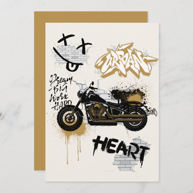 Biker birthday invitation (Front/Back)