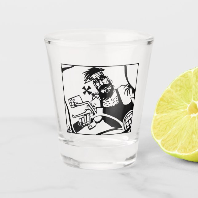 Biker black shot glass (Front)