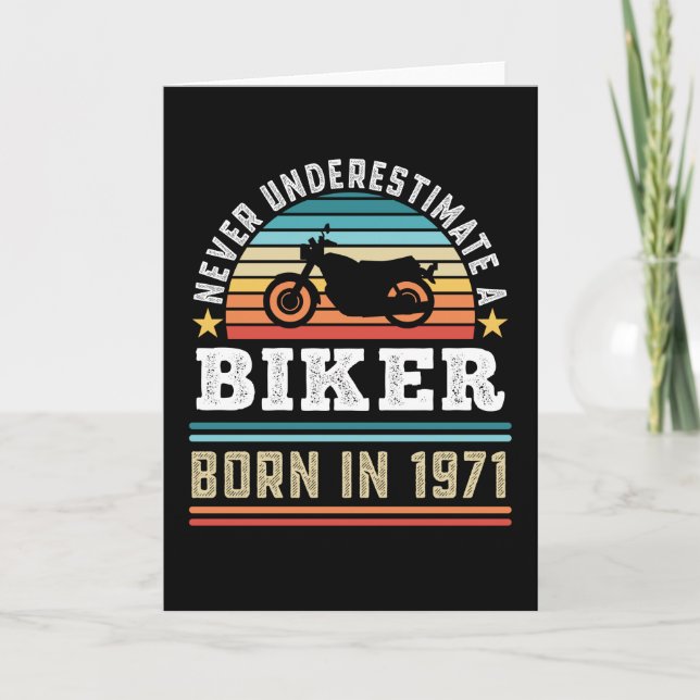 Biker born 1971 50th Birthday Motorbike Gift Dad Card (Front)