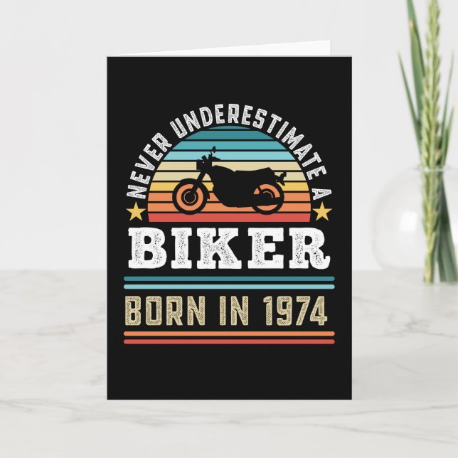 Biker born 1974 50th Birthday Motorbike Gift Dad Card (Front)