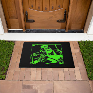 Biker Bro green and black doormat