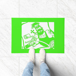 Biker Bro green and white doormat
