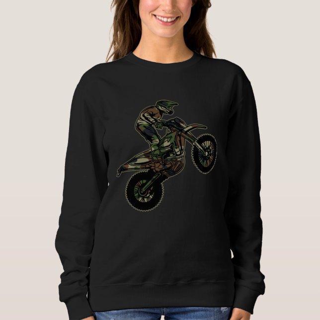 Biker Camouflage Motorbike Crossbike Bike Rider Tr Sweatshirt (Front)