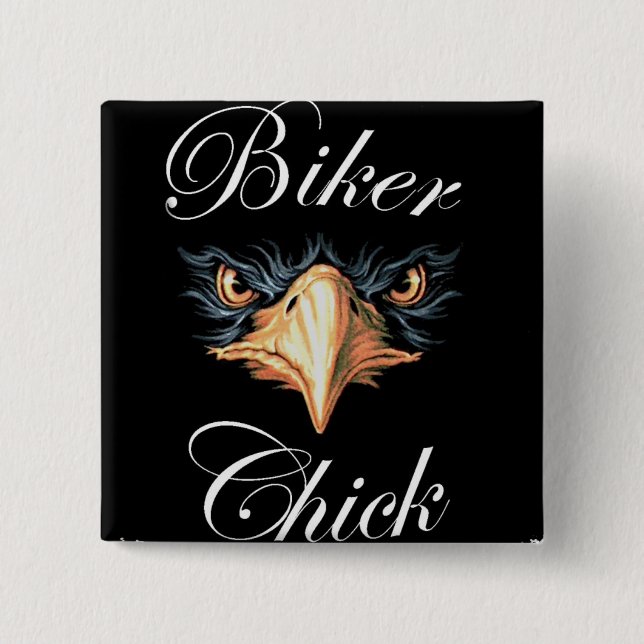biker chick 15 cm square badge (Front)
