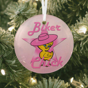 Biker Chick #8 Glass Tree Decoration
