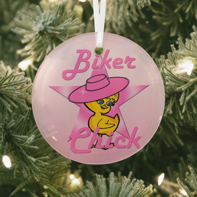 Biker Chick #8 Glass Tree Decoration (Insitu)
