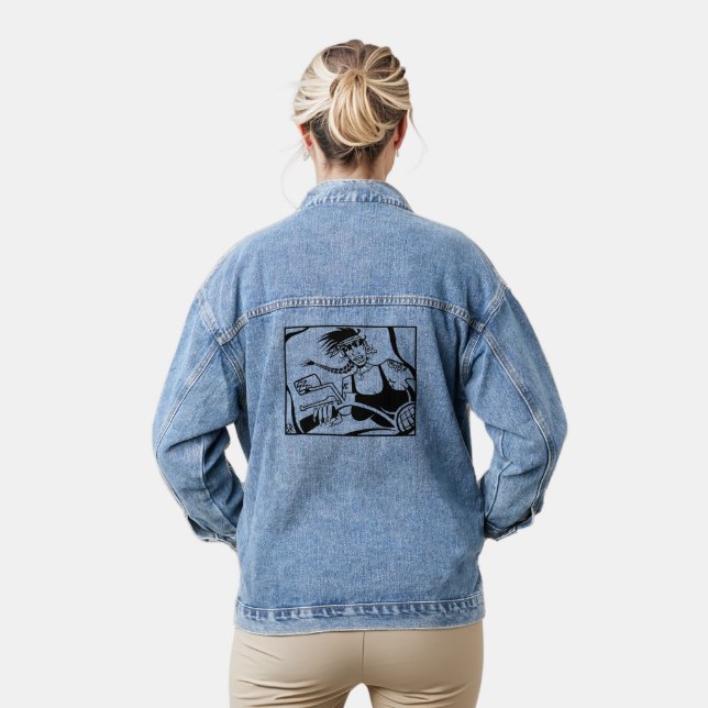 Biker Chick black women denim jacket (Model)