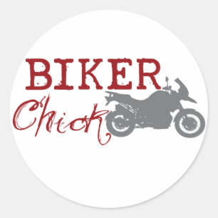 Biker Chick Classic Round Sticker