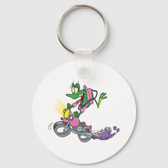biker chick froggy frog animal cartoon key ring (Front)