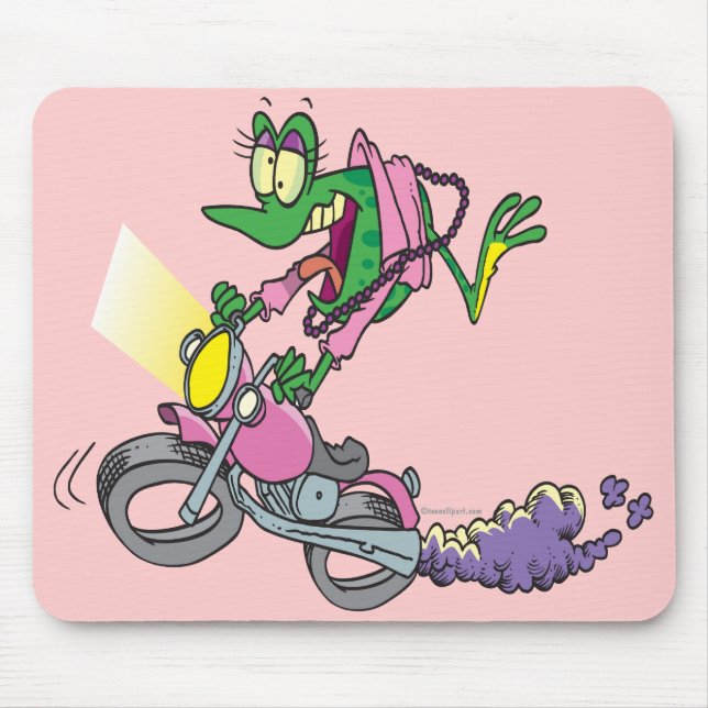 biker chick froggy frog animal cartoon mouse pad (Front)