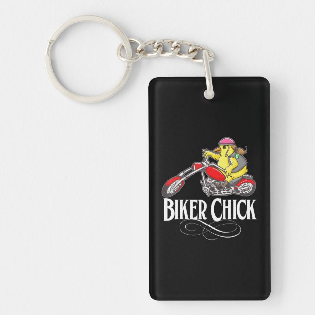 Biker Chick Motorcycle Women's Key Ring (Front)