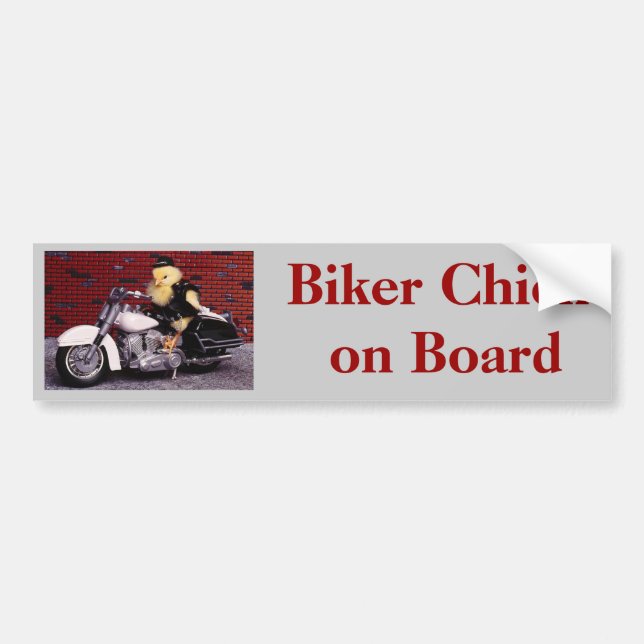 Biker Chick on Board Bumper Sticker (Front)