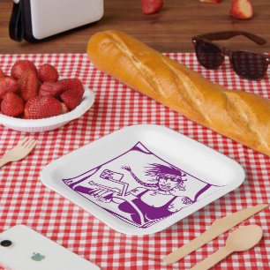 Biker Chick purple square paper plates