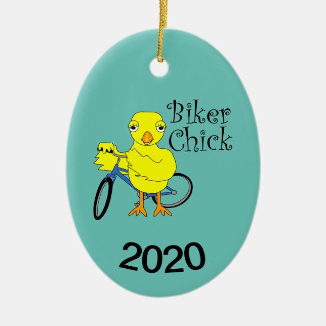 Biker Chick Text Ceramic Ornament (Front)