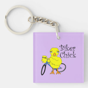 Biker Chick Text Key Ring