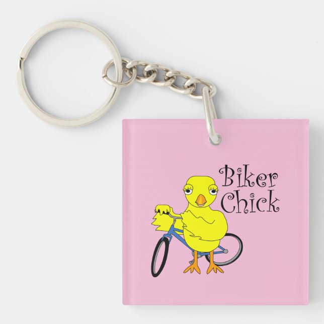 Biker Chick Text Key Ring (Front)