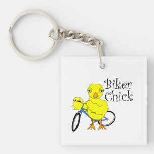 Biker Chick Text Key Ring
