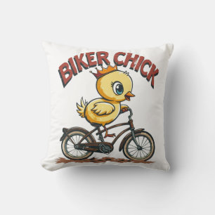 Biker Chick Throw Pillow